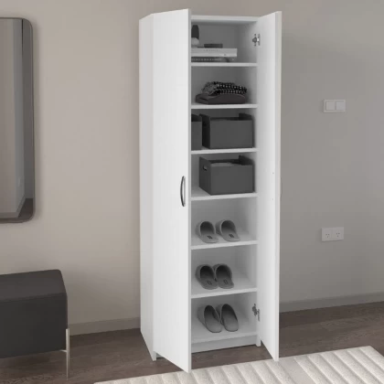 Παπουτσοθήκη Renso Megapap δίφυλλη χρώμα λευκό 59,8x37,8x178,5εκ. Παπουτσοθήκη Renso Megapap δίφυλλη χρώμα λευκό 59,8x37,8x178,5εκ.
