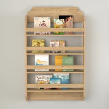 Επιτοίχια βιβλιοθήκη - ραφιέρα Montessori Megapap χρώμα sapphire oak 80x15x132εκ.