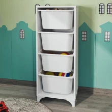 Συρταριέρα κουζίνας - μπάνιου Kayra I Megapap με 4 συρτάρια χρώμα λευκό 45,3x29,7x116,3εκ.