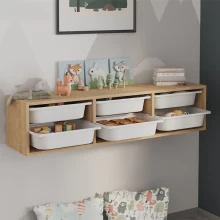 Συρταριέρα επιτοίχια Pavia Megapap με 6 συρτάρια χρώμα sapphire oak 132x31x30,7εκ.