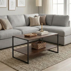 Τραπεζάκι σαλονιού Giza Megapap χρώμα rustic καρυδί 90,2x50,3x50,4εκ.