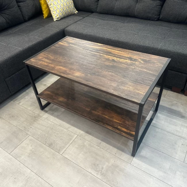 Τραπεζάκι σαλονιού Giza Megapap χρώμα rustic καρυδί 90,2x50,3x50,4εκ.