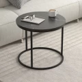 Τραπεζάκι σαλονιού σετ 2 τμχ Hilal Megapap χρώμα μαύρο εφέ μαρμάρου Ø66x49,5εκ.