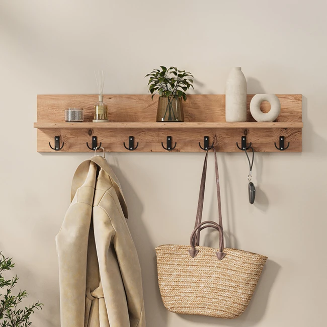 Κρεμάστρα τοίχου Kery Megapap χρώμα pine oak 91x11x20εκ.