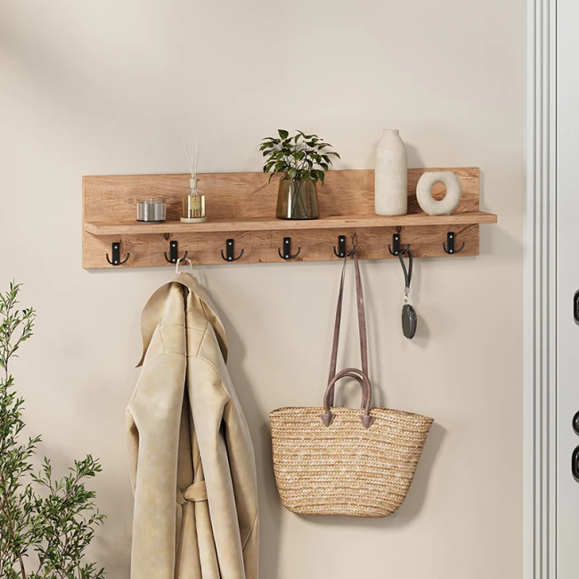 Κρεμάστρα τοίχου Kery Megapap χρώμα pine oak 91x11x20εκ.