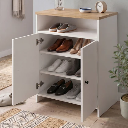 Παπουτσοθήκη - Ντουλάπι Efsun Megapap χρώμα λευκό - sapphire oak 62x35x86εκ.
