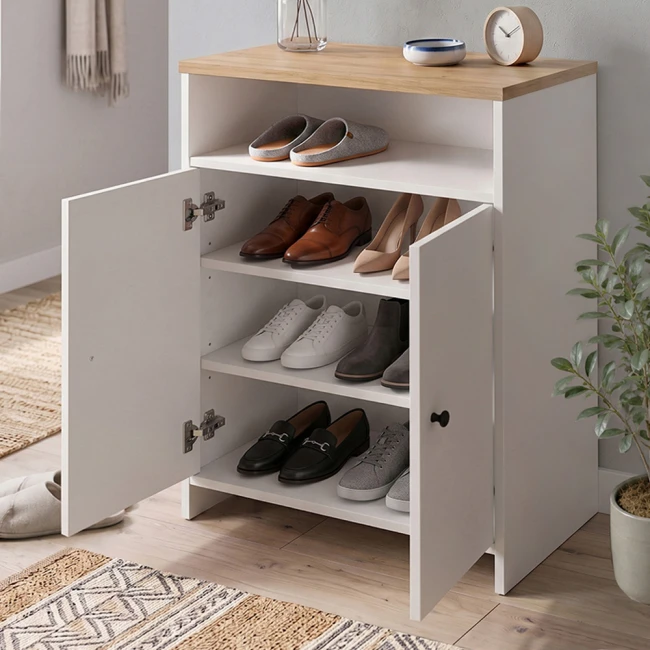 Παπουτσοθήκη - Ντουλάπι Efsun Megapap χρώμα λευκό - sapphire oak 62x35x86εκ.
