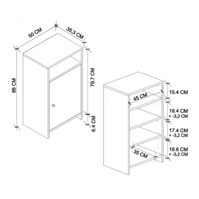 Παπουτσοθήκη - Ντουλάπι Talsa Megapap χρώμα λευκό - sapphire oak 50x35,3x86εκ.