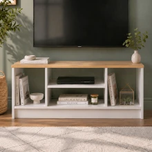 Έπιπλο τηλεόρασης Bahama Megapap χρώμα λευκό - sapphire oak 120x35x46,5εκ.