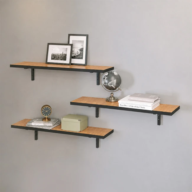 Ραφιέρα τοίχου Versa Megapap 3 τεμαχίων χρώμα pine oak 80x19x17εκ.