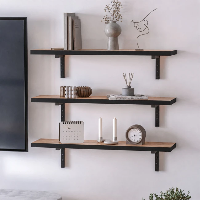 Ραφιέρα τοίχου Versa Megapap 3 τεμαχίων χρώμα pine oak 80x19x17εκ.