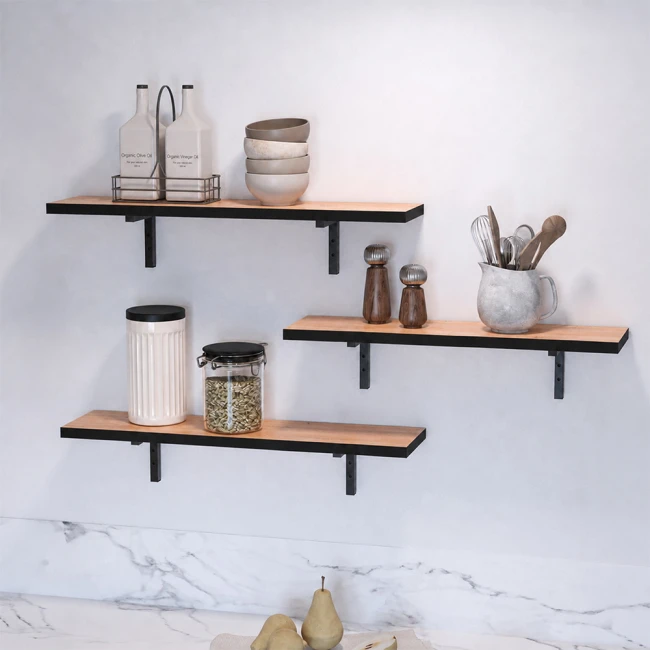 Ραφιέρα τοίχου Versa Megapap 3 τεμαχίων χρώμα pine oak 80x19x17εκ.