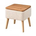 Κομοδίνο Nivo Megapap ύφασμα teddy χρώμα λευκό - pine oak 45x35x45εκ.