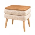 Κομοδίνο Nivo Megapap ύφασμα teddy χρώμα λευκό - pine oak 50x45x45εκ.