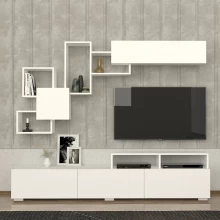 Σύνθεση τηλεόρασης Stamatia Megapap χρώμα λευκό 210x36,8x46,8εκ.
