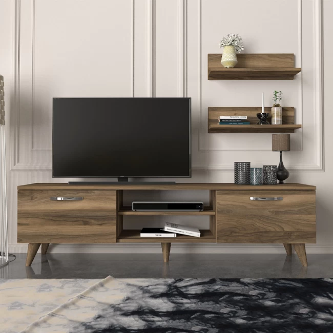 Έπιπλο τηλεόρασης Colin Megapap χρώμα καρυδί 150x29,5x40,6εκ.