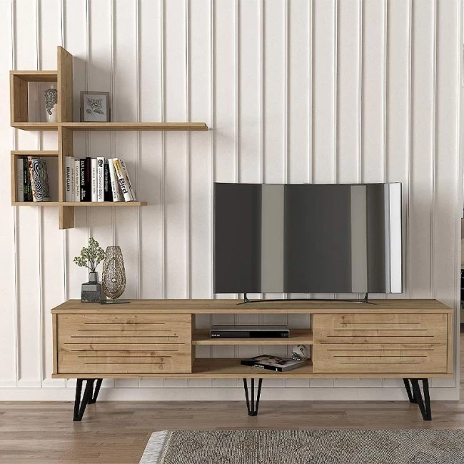 Σύνθεση τηλεόρασης Salerno Megapap χρώμα sapphire oak 180x35x51εκ.