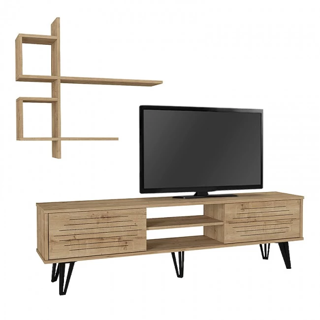 Σύνθεση τηλεόρασης Salerno Megapap χρώμα sapphire oak 180x35x51εκ.