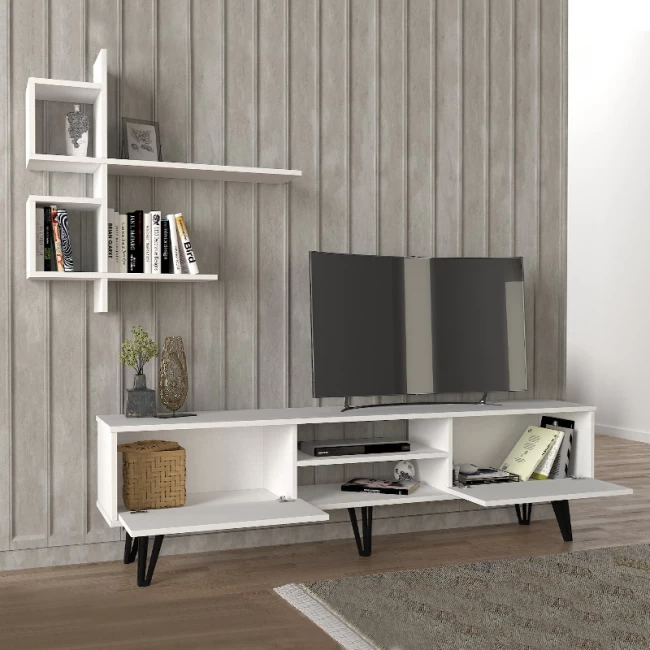 Σύνθεση τηλεόρασης Salerno Megapap χρώμα λευκό 180x35x51εκ.