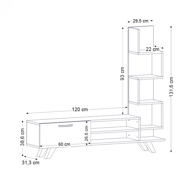 Έπιπλο τηλεόρασης Ceren Megapap χρώμα λευκό - cordoba 149,5x31x131,6εκ.