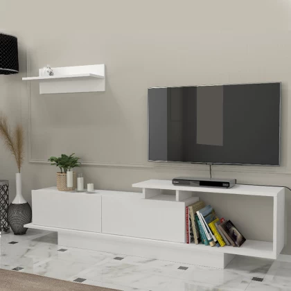 Έπιπλο τηλεόρασης Novara Megapap χρώμα λευκό 180x29,6x45εκ. Έπιπλο τηλεόρασης Novara Megapap χρώμα λευκό 180x29,6x45εκ.