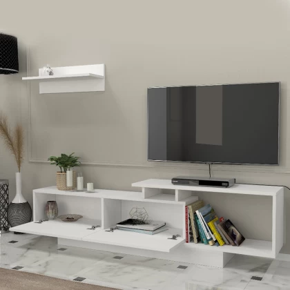 Έπιπλο τηλεόρασης Novara Megapap χρώμα λευκό 180x29,6x45εκ. Έπιπλο τηλεόρασης Novara Megapap χρώμα λευκό 180x29,6x45εκ.