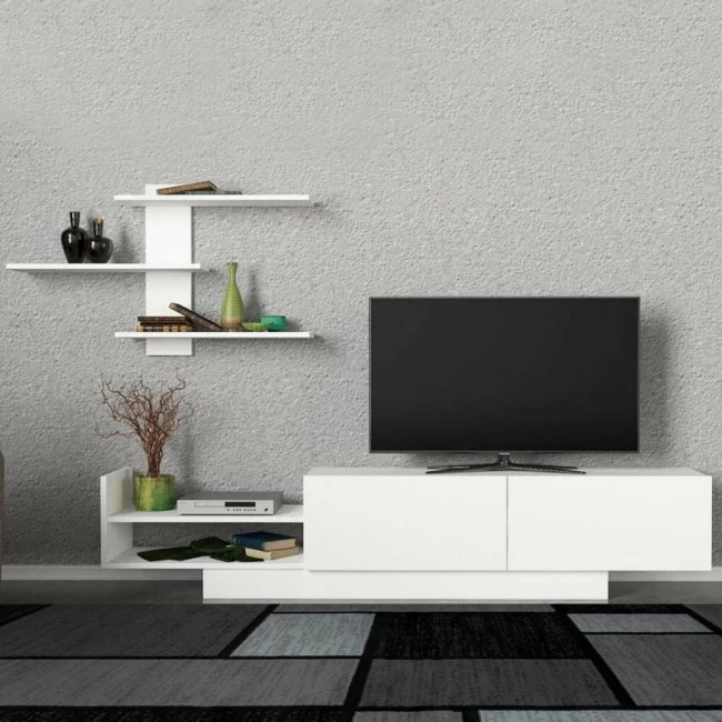 Σύνθεση τηλεόρασης Egemen Megapap χρώμα λευκό 180x32x40εκ.