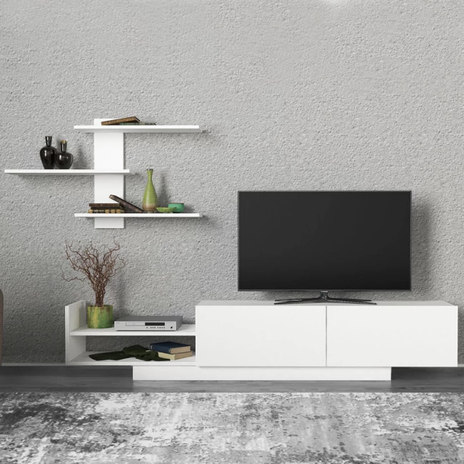 Σύνθεση τηλεόρασης Egemen Megapap χρώμα λευκό 180x32x40εκ.