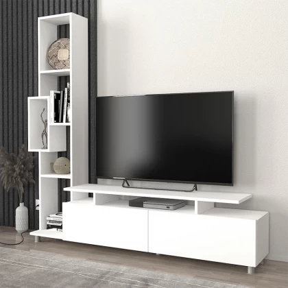 Σύνθεση τηλεόρασης Tulip Megapap χρώμα λευκό 160x29,5x160εκ. Σύνθεση τηλεόρασης Tulip Megapap χρώμα λευκό 160x29,5x160εκ.