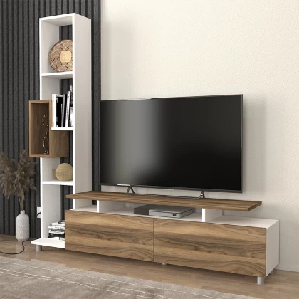 Σύνθεση τηλεόρασης Tulip Megapap χρώμα λευκό - καρυδί 160x29,5x160εκ. Σύνθεση τηλεόρασης Tulip Megapap χρώμα λευκό - καρυδί 160x29,5x160εκ.