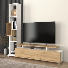Σύνθεση τηλεόρασης Tulip Megapap χρώμα λευκό - sepet oak 160x29,5x160εκ.