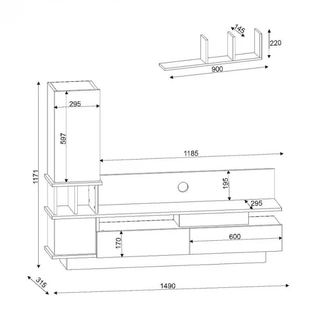 Σύνθεση τηλεόρασης Almeria Megapap χρώμα λευκό - cordoba 149x29,5x117εκ.
