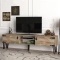 Έπιπλο τηλεόρασης Costa Megapap χρώμα vintage patik - μαύρο 180x29,5x49εκ.