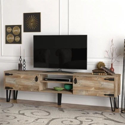 Έπιπλο τηλεόρασης Costa Megapap χρώμα vintage patik - μαύρο 180x29,5x49εκ. Έπιπλο τηλεόρασης Costa Megapap χρώμα vintage patik - μαύρο 180x29,5x49εκ.
