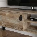 Έπιπλο τηλεόρασης Costa Megapap χρώμα vintage patik - μαύρο 180x29,5x49εκ.