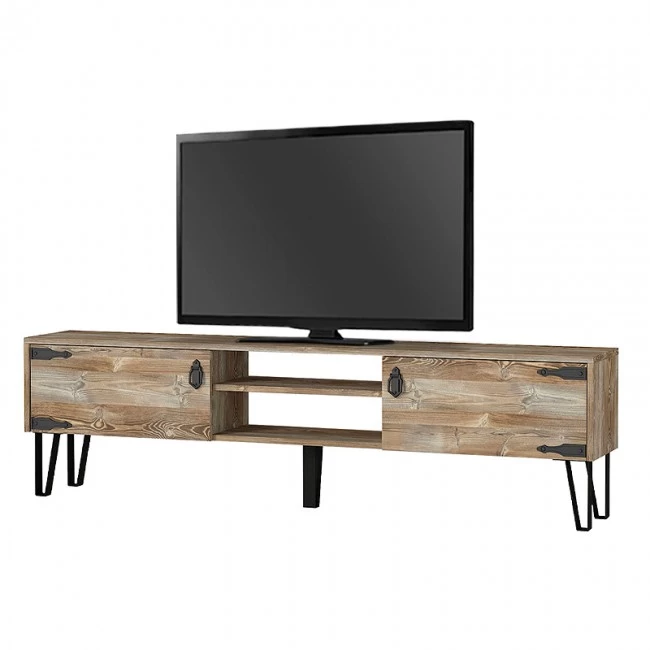 Έπιπλο τηλεόρασης Costa Megapap χρώμα vintage patik - μαύρο 180x29,5x49εκ.