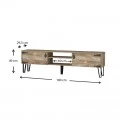 Έπιπλο τηλεόρασης Costa Megapap χρώμα vintage patik - μαύρο 180x29,5x49εκ.