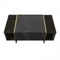 Τραπεζάκι σαλονιού Veyron Megapap χρώμα μαύρο rebab - μαύρο εφέ μαρμάρου 104x60x37,3εκ.