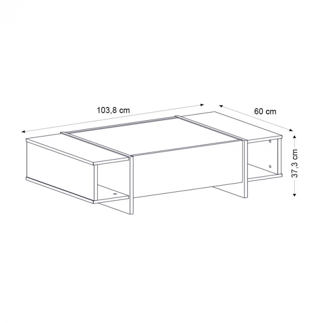 Τραπεζάκι σαλονιού Veyron Megapap χρώμα μαύρο rebab - μαύρο εφέ μαρμάρου 104x60x37,3εκ.