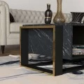 Τραπεζάκι σαλονιού Serina Megapap χρώμα μαύρο εφέ μαρμάρου 107x60x40εκ.