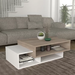 Τραπεζάκι σαλονιού Tab Megapap χρώμα λευκό - cordoba 105x60x32εκ.