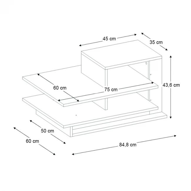 Τραπεζάκι σαλονιού Venus Megapap χρώμα λευκό - καρυδί 85x60x43,6εκ.