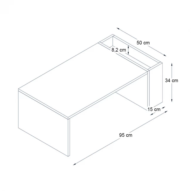 Τραπεζάκι σαλονιού View Megapap χρώμα λευκό - καρυδί 95x50x34εκ.