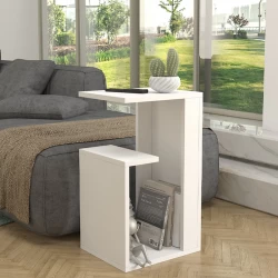Τραπεζάκι βοηθητικό Rosana Megapap χρώμα λευκό 35x29,5x60εκ.