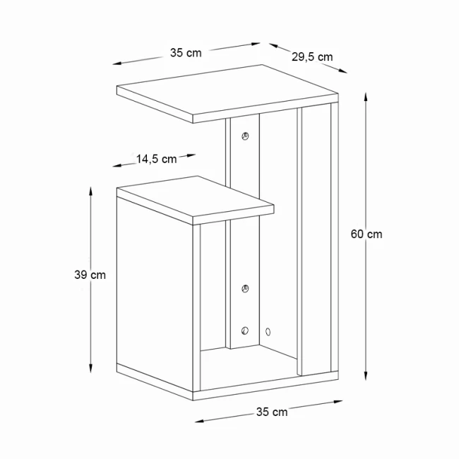 Τραπεζάκι βοηθητικό Rosana Megapap χρώμα λευκό 35x29,5x60εκ.