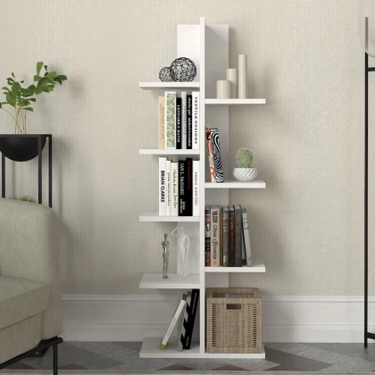 Βιβλιοθήκη Tree Megapap χρώμα λευκό 45x21,4x121,8εκ.