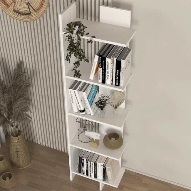 Βιβλιοθήκη Perla Megapap χρώμα λευκό 48x22x170εκ.