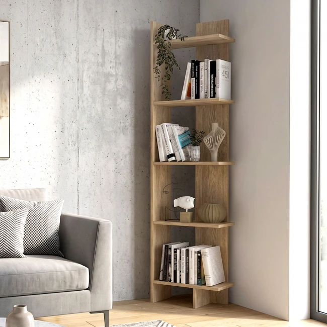Βιβλιοθήκη Perla Megapap χρώμα sepet oak 48x22x170εκ.
