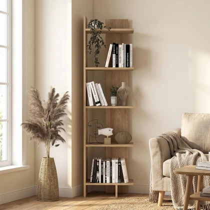 Βιβλιοθήκη Perla Megapap χρώμα sepet oak 48x22x170εκ.