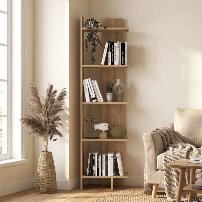 Βιβλιοθήκη Perla Megapap χρώμα sepet oak 48x22x170εκ.
